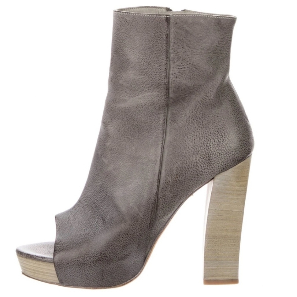 All Saints Gray Peep-Toe Heeled Boots